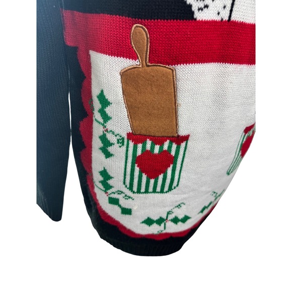 Womens M Ugly Christmas Sweater Dress Gingerbread Apron Chain Glasses - Picture 4 of 6